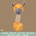 Jouet Britty Girafe Balle avec corde Flamingo – vue de face