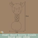 Jouet Britty Girafe Balle avec corde Flamingo – vue de face