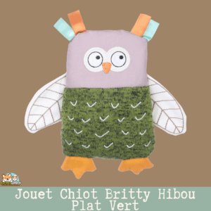 Jouet Chiot Britty Hibou Plat Vert – vue de face