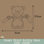 Jouet Britty Ours avec corde Flamingo — vue de face