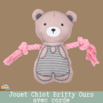 Jouet Britty Ours avec corde Flamingo — vue de face