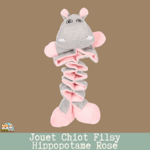 Jouet Chiot Filsy Hippopotame Rose – vue de face