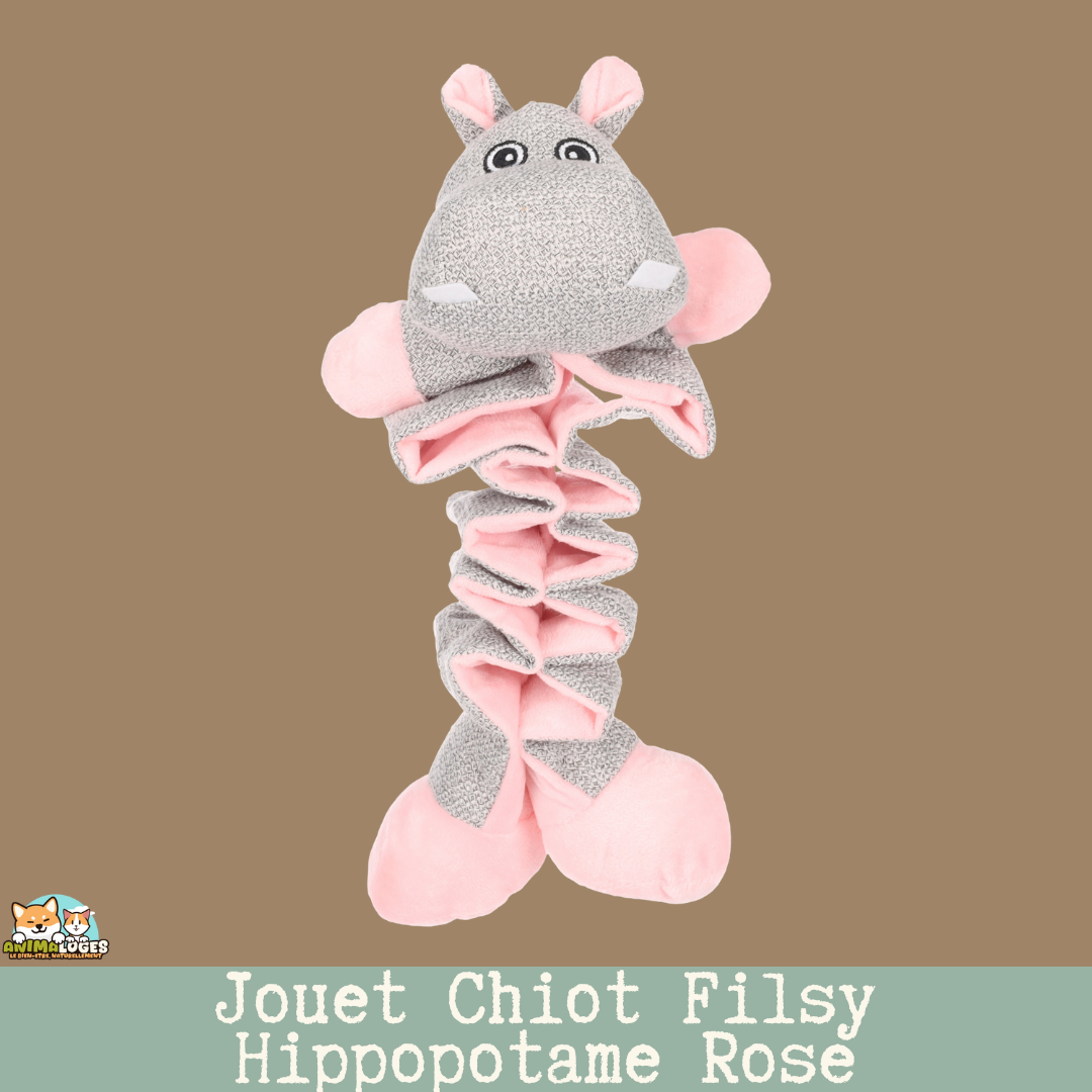 Jouet Chiot Filsy Hippopotame Rose – vue de face