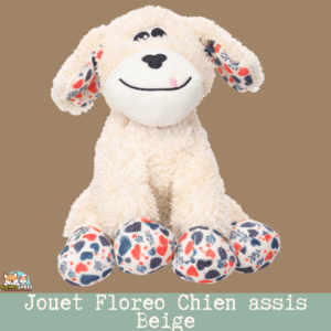 Jouet Floreo chien assis beige Flamingo – vue de face