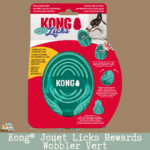 KONG Licks Rewards Wobbler vert – vue de face avec rainures