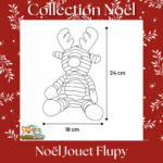 Jouet Flupy de Noël Flamingo – forme élan, peluche beige
