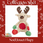 Jouet Flupy de Noël Flamingo – forme élan, peluche beige