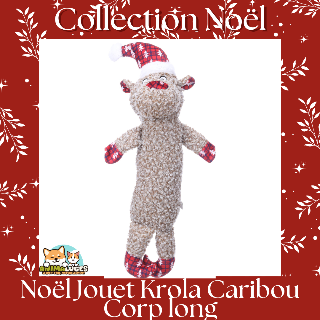 Jouet renne long corps Krola Caribou brun pour chien