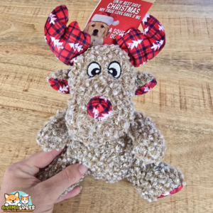 Jouet de Noël Flamingo Krola Caribou assis en peluche pour chien