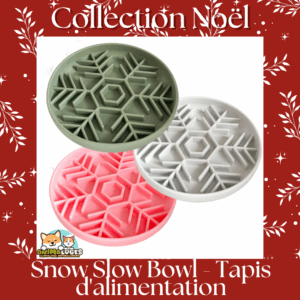 Tapis d’alimentation Snow Slow Bowl Doggotique motif flocon de neige