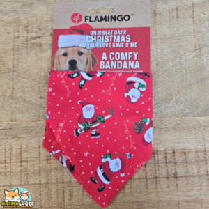 Bandana de Noël rouge Flamingo Mik pour chien 60 x 31 cm