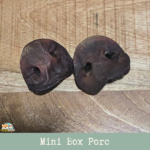Mini box de Porc : Box de mastication naturelle pour chien au porc, qui contient : 2 oreilles de porc, 2 peau de porc roulées 12cm, 2 groins de porc