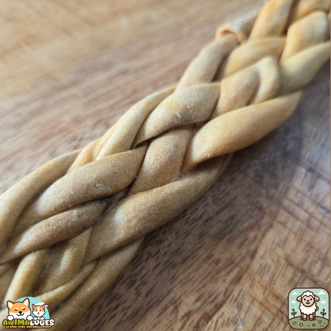 Peau d’agneau tressée séchée naturelle pour chien – friandise à mâcher