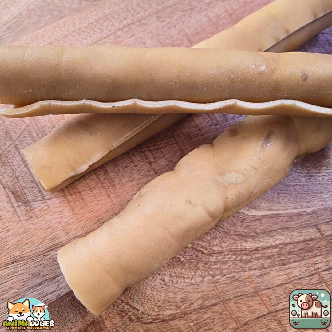 Peau de bœuf roulée séchée naturelle pour chien – friandise à mâcher