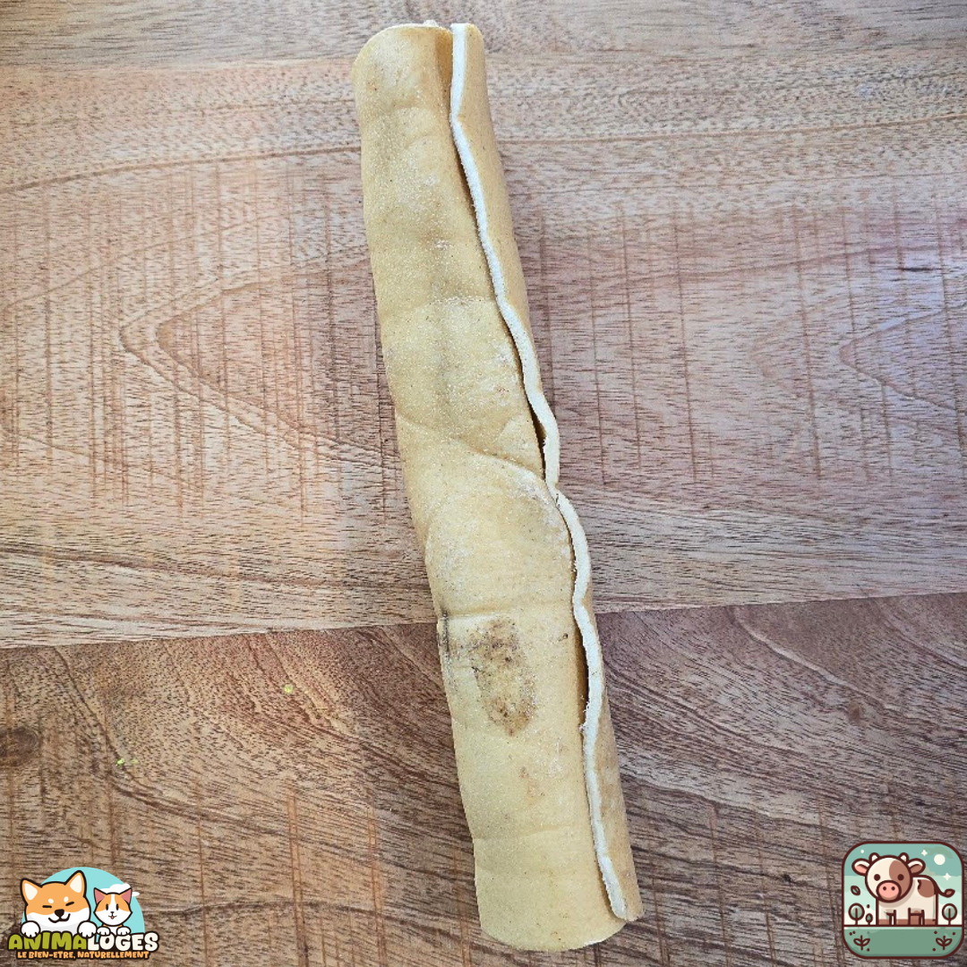 Peau de bœuf roulée séchée naturelle pour chien – friandise à mâcher