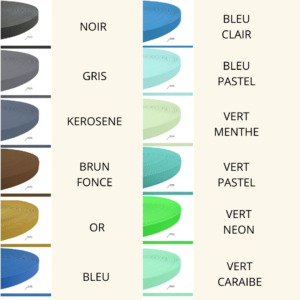 Différentes couleurs de sangles et mousquetons possible pour les longes hexa 10mm