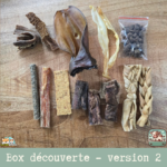 Box de friandises de mastication découverte.