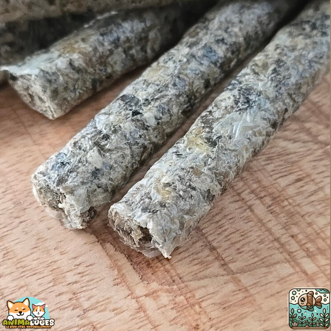 Stick de carrelet séché naturel pour chien – friandise poisson riche en oméga-3