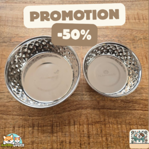 gamelle Diami Flamingo en acier inoxydable pour chien et chat, en promotion a -50%