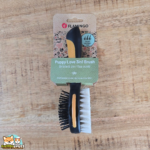Brosse 3-en-1 Flamingo ocre et noire pour chiot avec brosse douce, picots et peigne à puces amovible