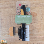 Brosse 3-en-1 Flamingo ocre et noire pour chiot avec brosse douce, picots et peigne à puces amovible