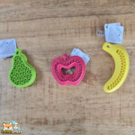 Jouet à garnir Bapee Flamingo pour chien en caoutchouc, en forme de banane jaune, de pomme rouge ou de poire verte.