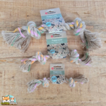 Jouet Flamingo Luro en chanvre naturel avec deux nœuds pour chiot, disponible en trois tailles