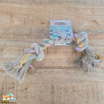 Jouet Flamingo Luro en chanvre naturel avec deux nœuds pour chiot, disponible en trois tailles