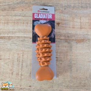 Jouet à mâcher Flamingo Gladiator Os Orange en caoutchouc pour chien