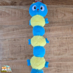 Jouet pour chien Flamingo Roepa en forme de chenille bleue et jaune de 64 cm
