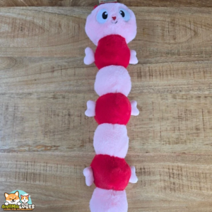 Jouet pour chien Roepa de Flamingo, grande chenille en peluche rose et rouge de 64 cm avec couineur intégré.