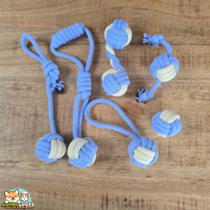 Lot de six jouets pour chien en corde de coton Marshmallow Doggotique, crème et violet pastel