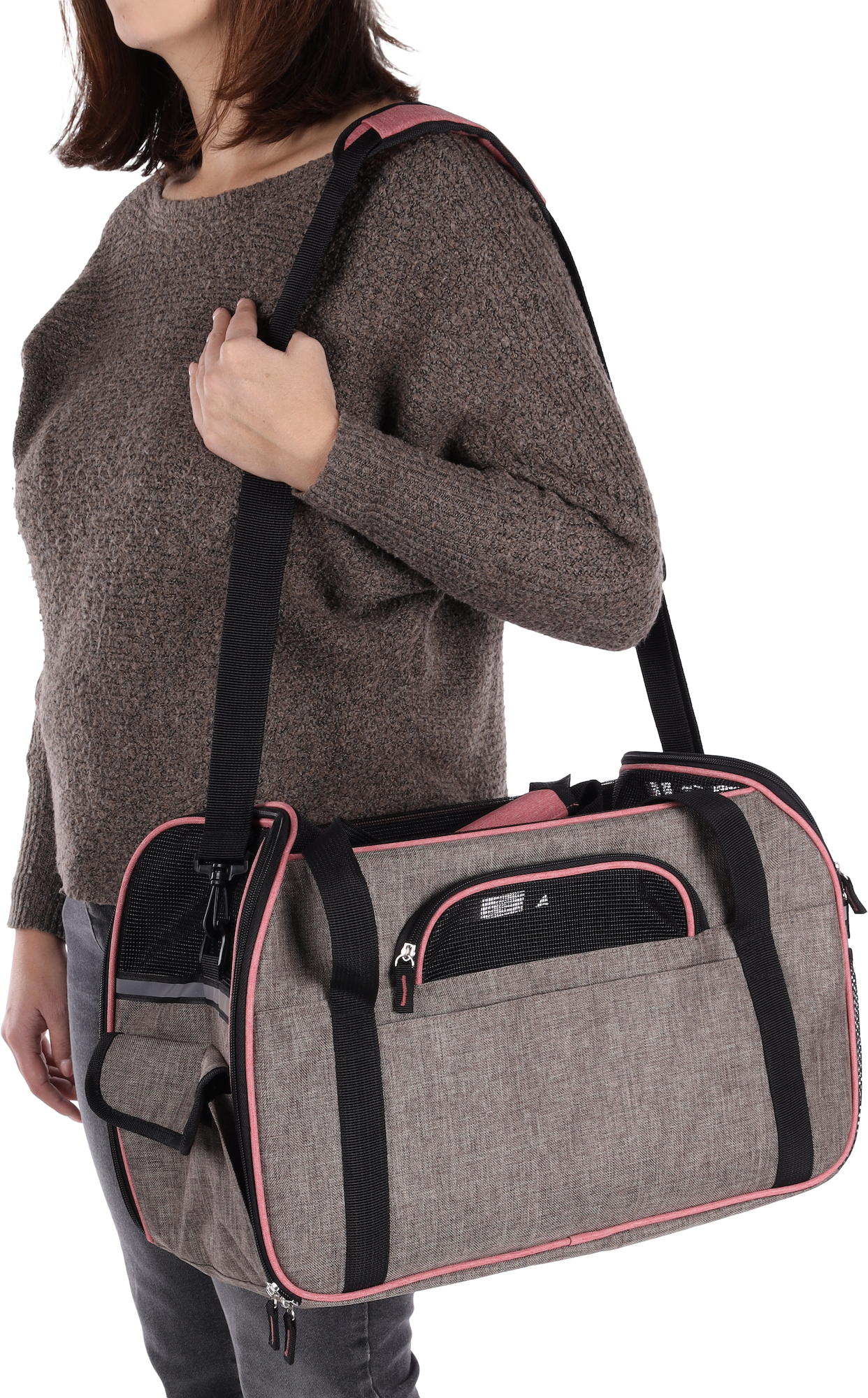 Flamingo Xandor sac de transport taupe pour chien et chat jusqu'à 7 kg